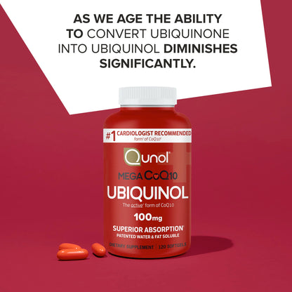 Qunol Mega Ubiquinol CoQ10 100mg – Superior Absorption, 240 Softgels (Pack of 2) - Calm Era