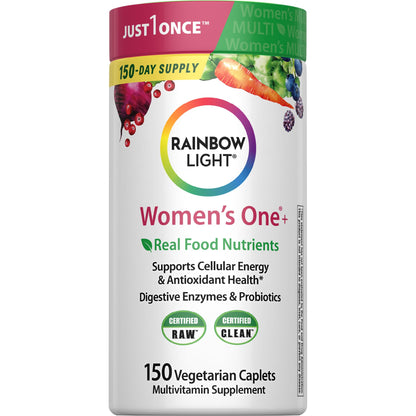 Rainbow Light Women's One Multivitamin – 150 Caplets | Energy & Immune Support - Calm Era