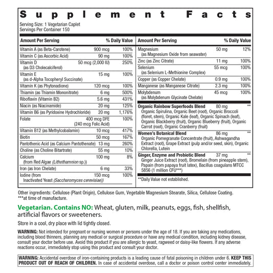 Rainbow Light Multivitamínico para Mujeres One – 150 Cápsulas | Apoyo Energético e Inmunitario