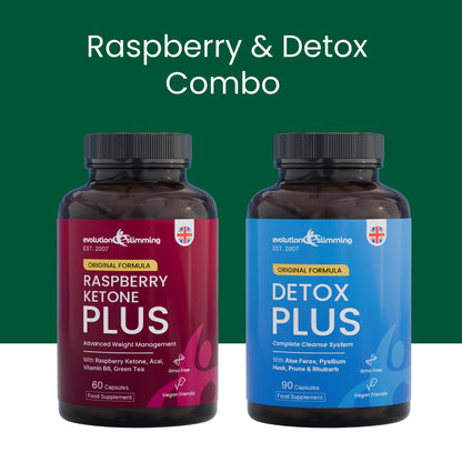 Paquete combinado de frambuesa cetona Plus y limpieza de colon desintoxicante
