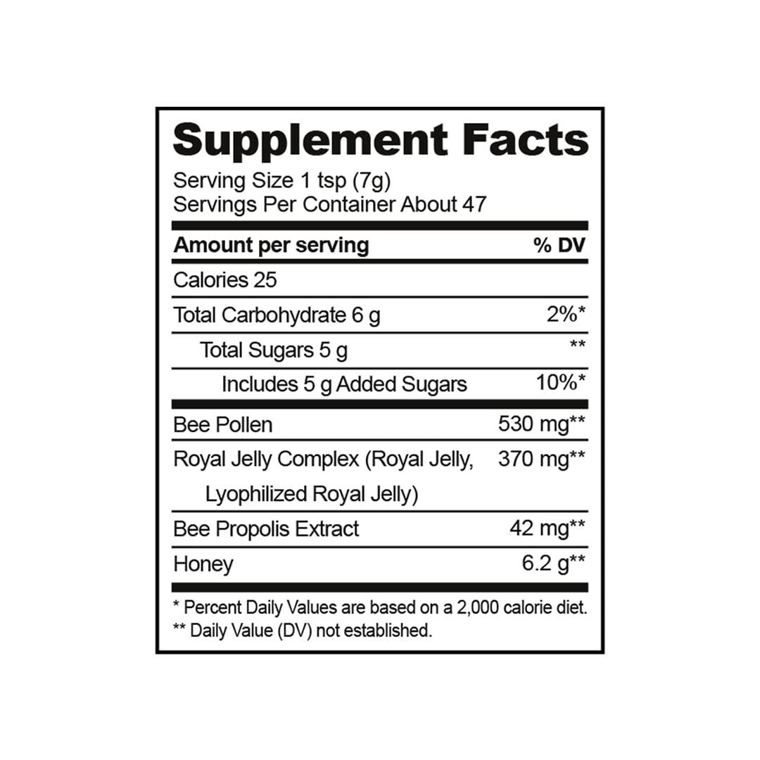 Miel Superfood de Beekeeper's Naturals – Polen de Abeja, Jalea Real y Propóleo 11.6oz