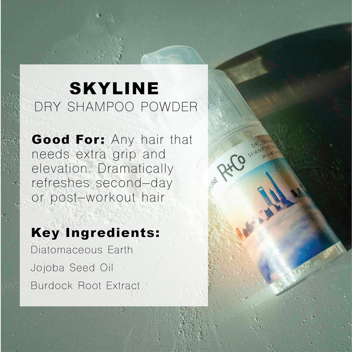 R+Co Skyline Champú Seco en Polvo — Aprobado por la TSA, 30 ml