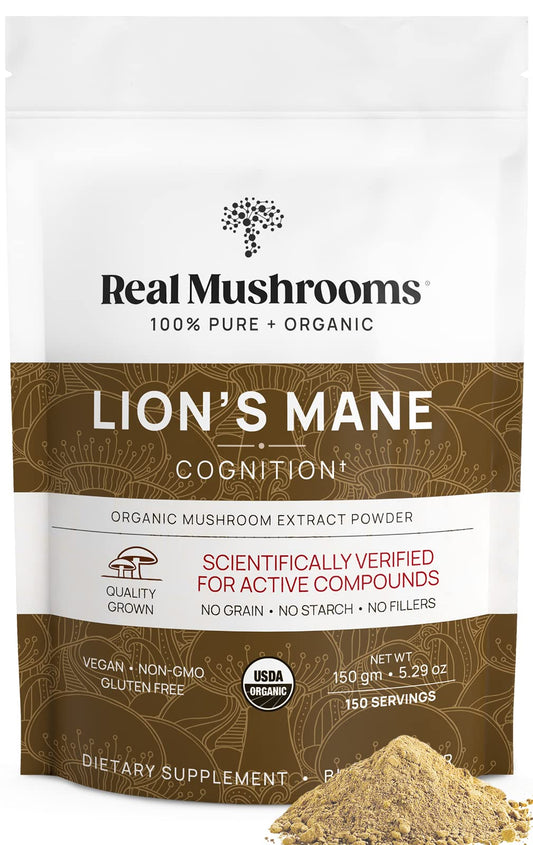 Real Mushrooms Lion's Mane Powder 150 Servings | Organic USDA Certified
