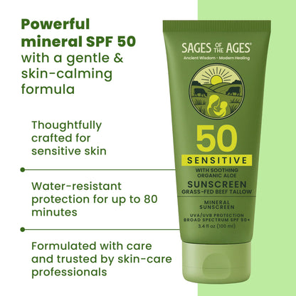 Sages of the Ages Mineral Sunscreen SPF 50 — 3.4oz - Calm Era