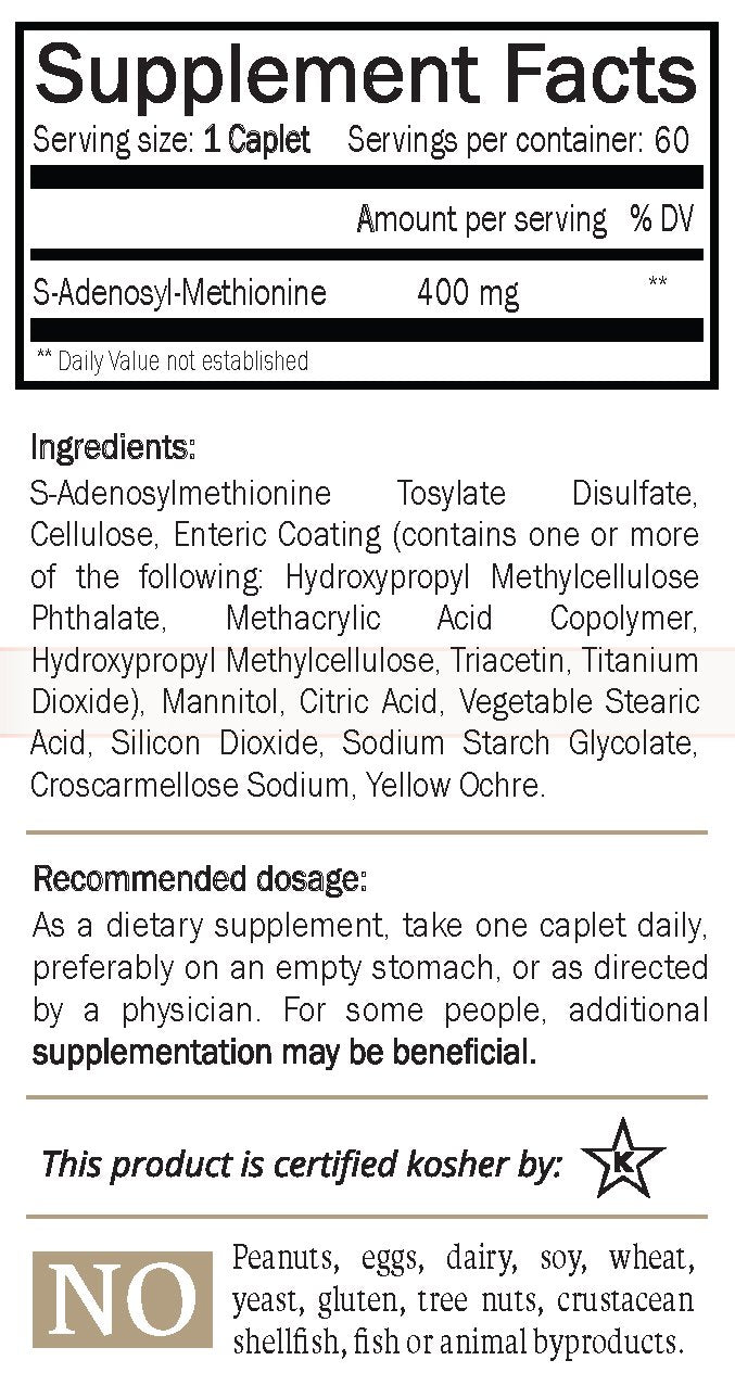 Nature's Trove SAM-e 400mg - 120 Cápsulas Entéricas para el Apoyo del Ánimo y las Articulaciones