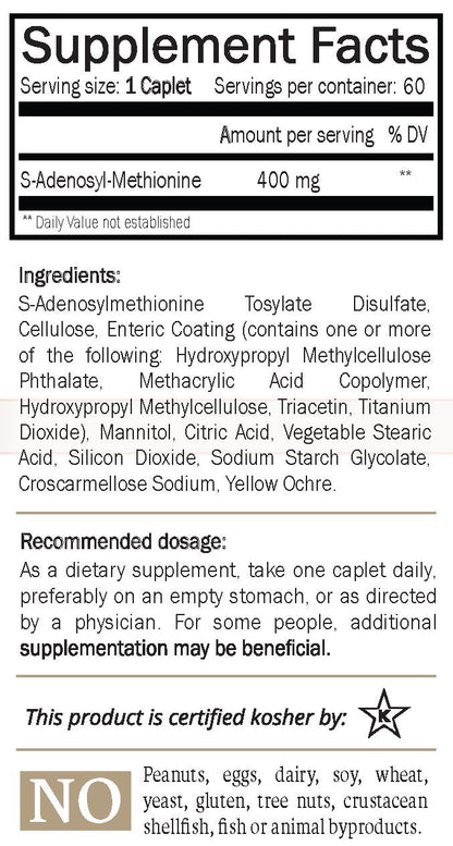 Nature's Trove SAM-e 400mg - 120 Cápsulas Entéricas para el Apoyo del Ánimo y las Articulaciones