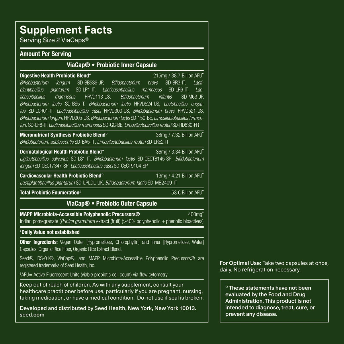 Seed DS-01 Simbiótico Diario - 60 Cápsulas | Prebiótico + Probiótico para la Salud Digestiva, Apoyo Inmunológico, Alivio de la Hinchazón