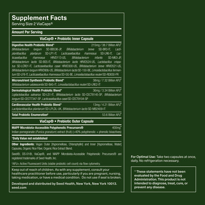 Seed DS-01 Simbiótico Diario - 60 Cápsulas | Prebiótico + Probiótico para la Salud Digestiva, Apoyo Inmunológico, Alivio de la Hinchazón