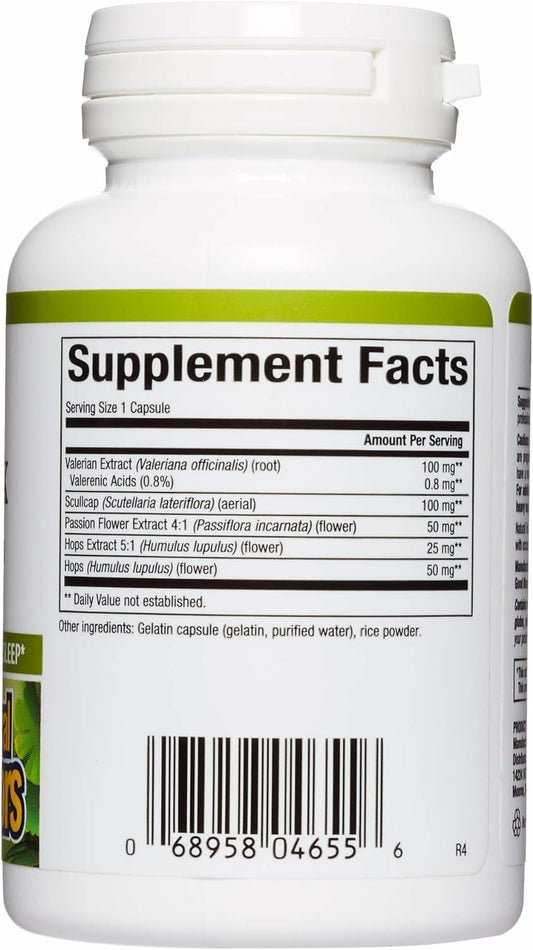 Fórmula Sleep Relax de Herbal Factors – Ayuda Natural para Dormir con Valeriana, Pasiflora y Escutelaria (sin OGM; 90 cápsulas)