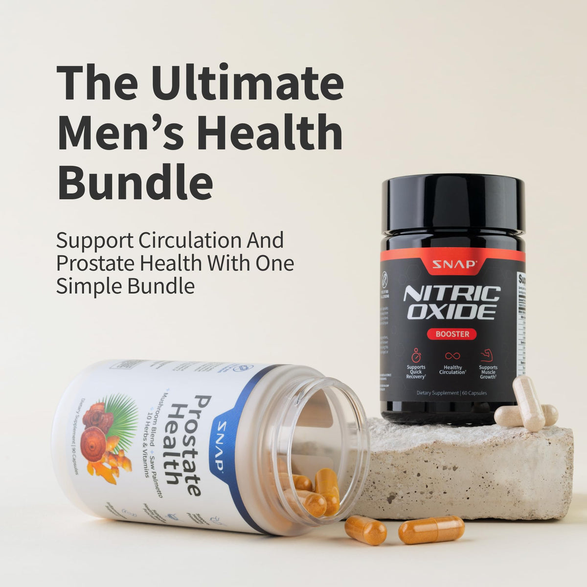 Snap Supplements Prostate Health & Nitric Oxide Bundle | 180 Veg Capsules