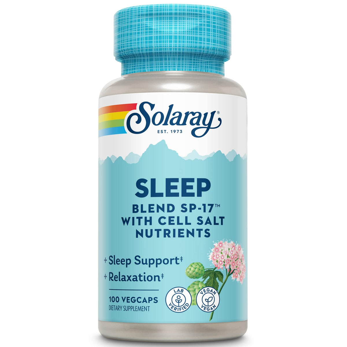 SOLARAY Sleep Blend SP-17 | Apoyo Herbal para Dormir, Sin OMG, Vegano | 100 Cápsulas Vegetales