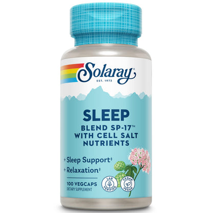 SOLARAY Sleep Blend SP-17 | Apoyo Herbal para Dormir, Sin OMG, Vegano | 100 Cápsulas Vegetales