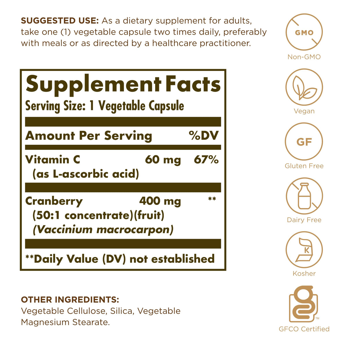 Solgar Arándano Rojo con Vitamina C — Salud Urinaria, 60 Cápsulas