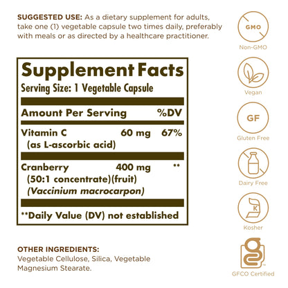 Solgar Arándano Rojo con Vitamina C — Salud Urinaria, 60 Cápsulas