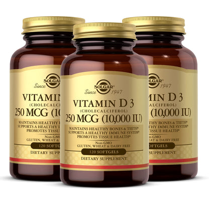 Solgar Vitamin D3 10,000 IU Softgels – 120ct 3 Pack - Calm Era