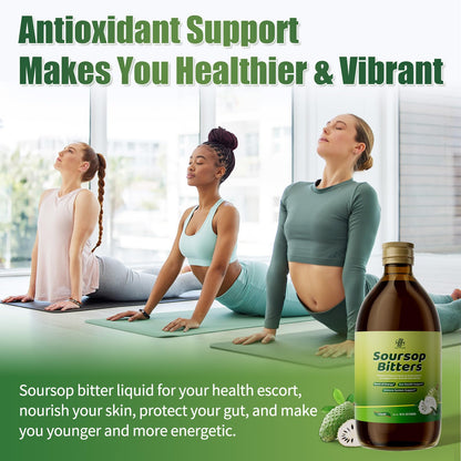 Soursop Bitters Líquido Mezcla de 15 Hierbas con Moringa y Semilla Negra 16fl oz