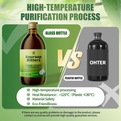 Soursop Bitters Líquido Mezcla de 15 Hierbas con Moringa y Semilla Negra 16fl oz