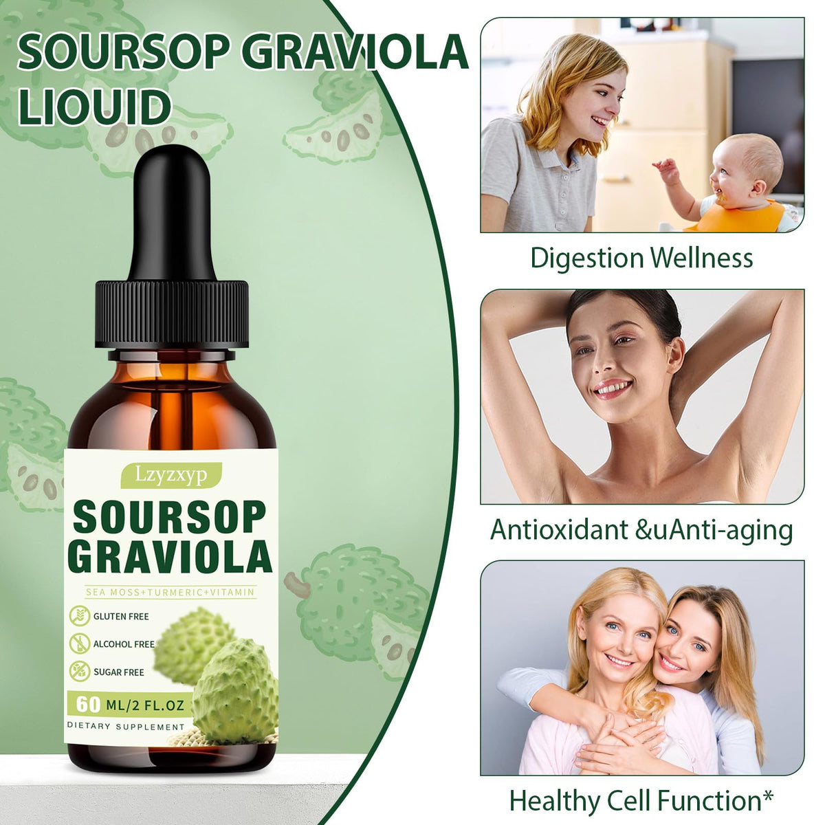 Soursop Graviola Drops 3000mg — Immune, Antioxidant & Sleep Support, 2 Pack - Calm Era