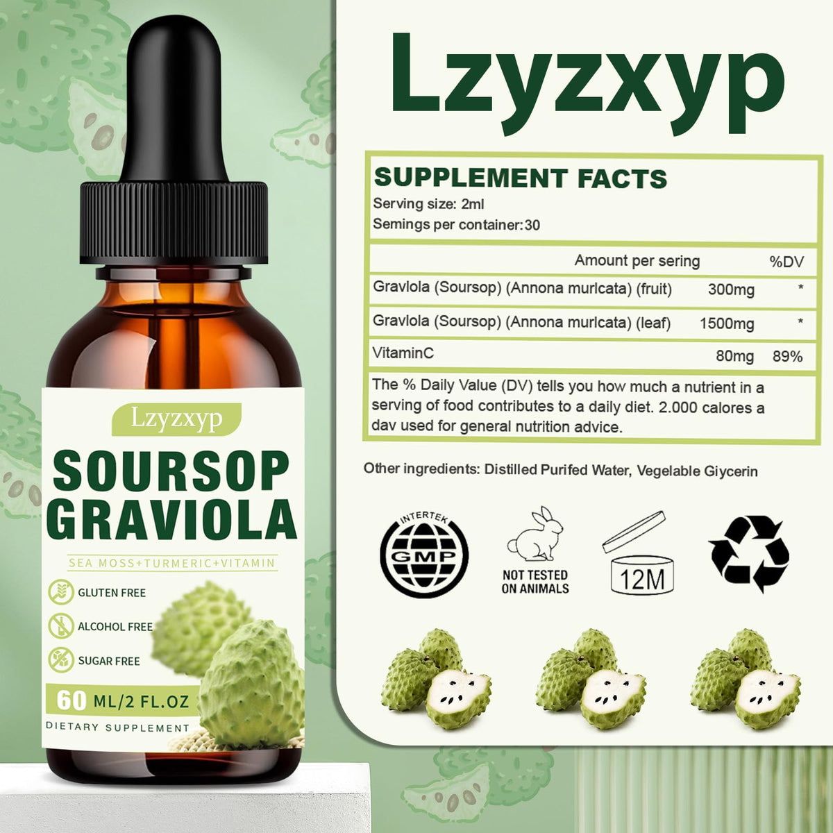 Soursop Graviola Drops 3000mg — Immune, Antioxidant & Sleep Support, 2 Pack - Calm Era