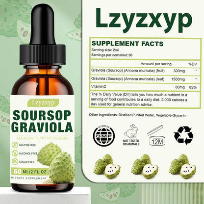 Soursop Graviola Drops 3000mg — Immune, Antioxidant & Sleep Support, 2 Pack - Calm Era