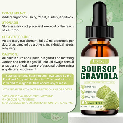 Soursop Graviola Drops 3000mg — Immune, Antioxidant & Sleep Support, 2 Pack - Calm Era