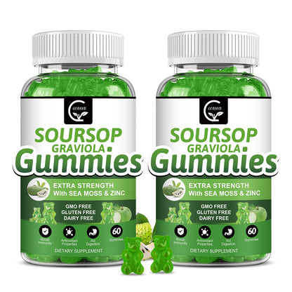 Soursop Graviola Gummies 2200mg — Sea Moss, Vitamin C & Zinc, 2 Pack - Calm Era