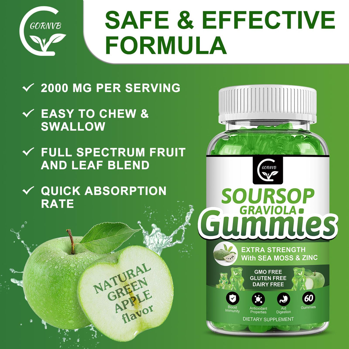 Soursop Graviola Gummies 2200mg — Sea Moss, Vitamin C & Zinc, 2 Pack - Calm Era