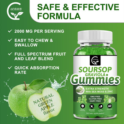 Soursop Graviola Gummies 2200mg — Sea Moss, Vitamin C & Zinc, 2 Pack - Calm Era