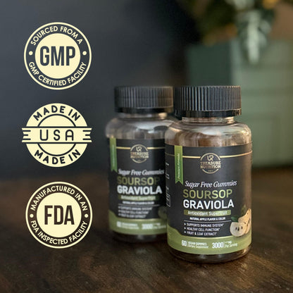 Soursop Graviola Gummies 3000mg — 2 Pack, 120 Count, Sugar-Free - Calm Era