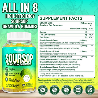 Soursop Graviola Gummies Max Strength — Sea Moss & Turmeric - Calm Era