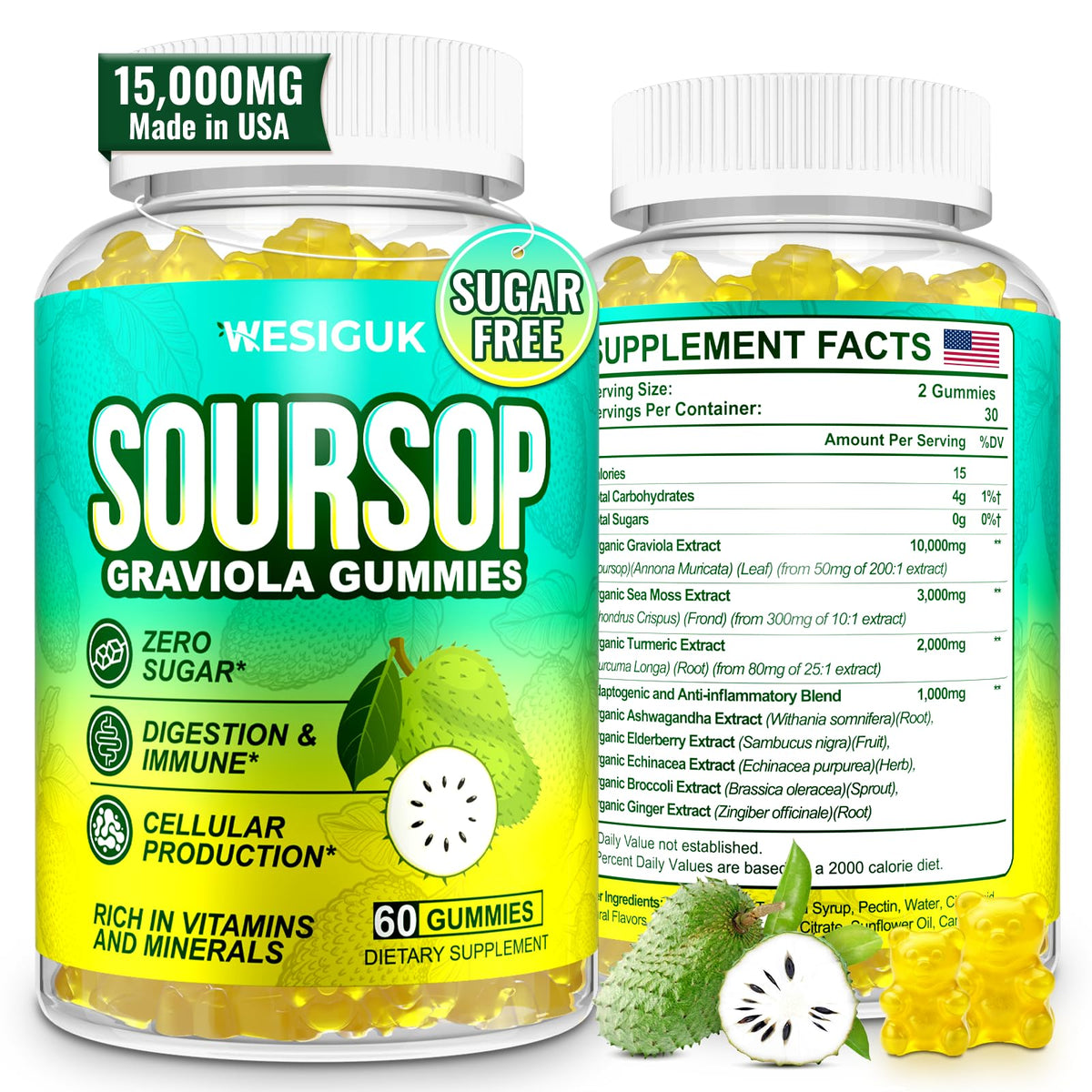 Soursop Graviola Gummies Max Strength — Sea Moss & Turmeric - Calm Era