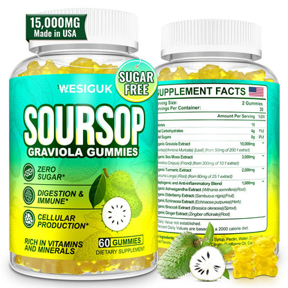 Soursop Graviola Gummies Max Strength — Sea Moss & Turmeric - Calm Era