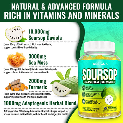 Soursop Graviola Gummies Max Strength — Sea Moss & Turmeric - Calm Era