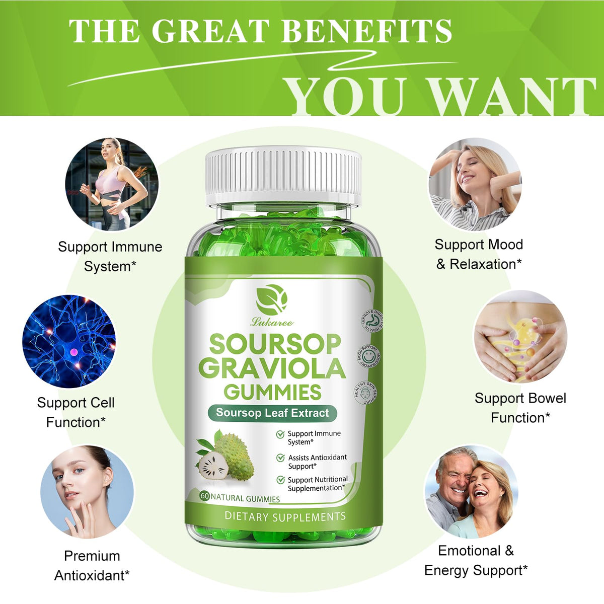 Soursop Graviola Gummies with Vitamin C & Zinc — 2 Pack, 120 Count - Calm Era