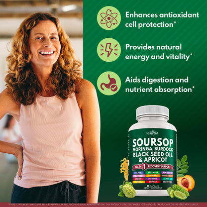 Soursop All-in-One Supplement with Moringa, Sea Moss & Berberine 120ct
