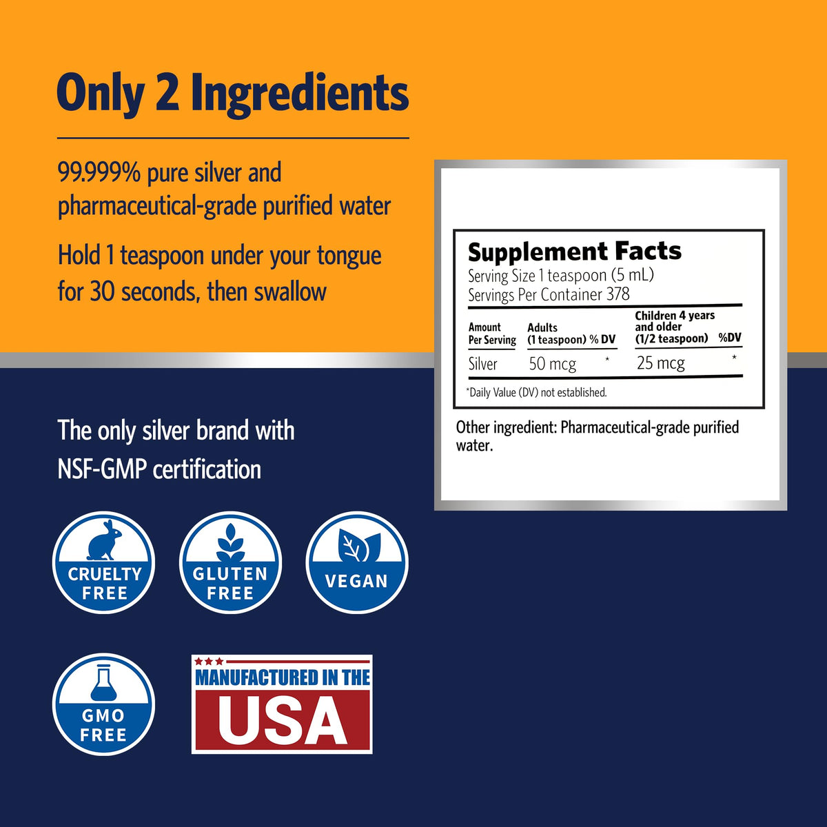 Sovereign Silver Colloidal Silver Hydrosol 10ppm | 64fl oz Value Size