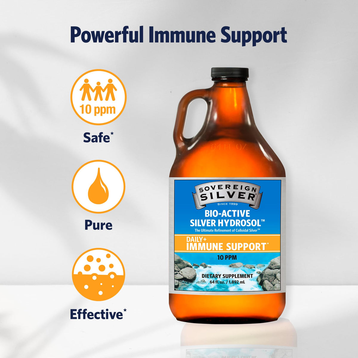 Sovereign Silver Colloidal Silver Hydrosol 10ppm | 64fl oz Value Size