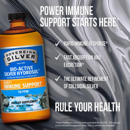 Sovereign Silver Colloidal Silver Hydrosol – 10 ppm, 32 oz