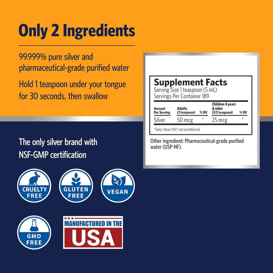 Sovereign Silver Colloidal Silver Hydrosol – 10 ppm, 32 oz
