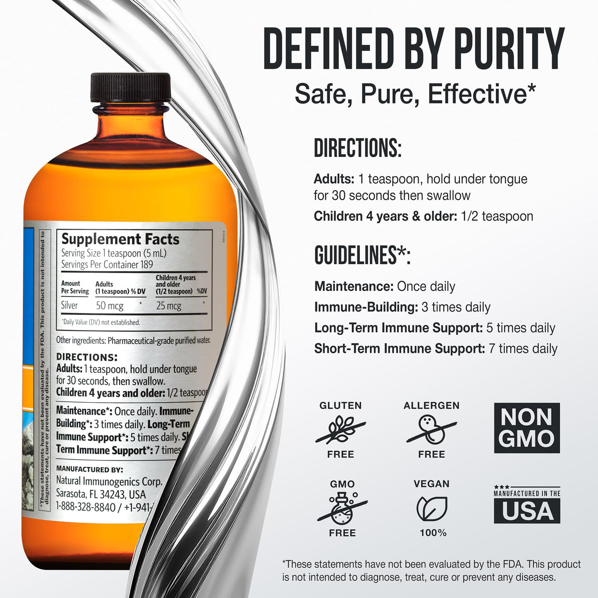 Sovereign Silver Colloidal Silver Hydrosol – 10 ppm, 32 oz