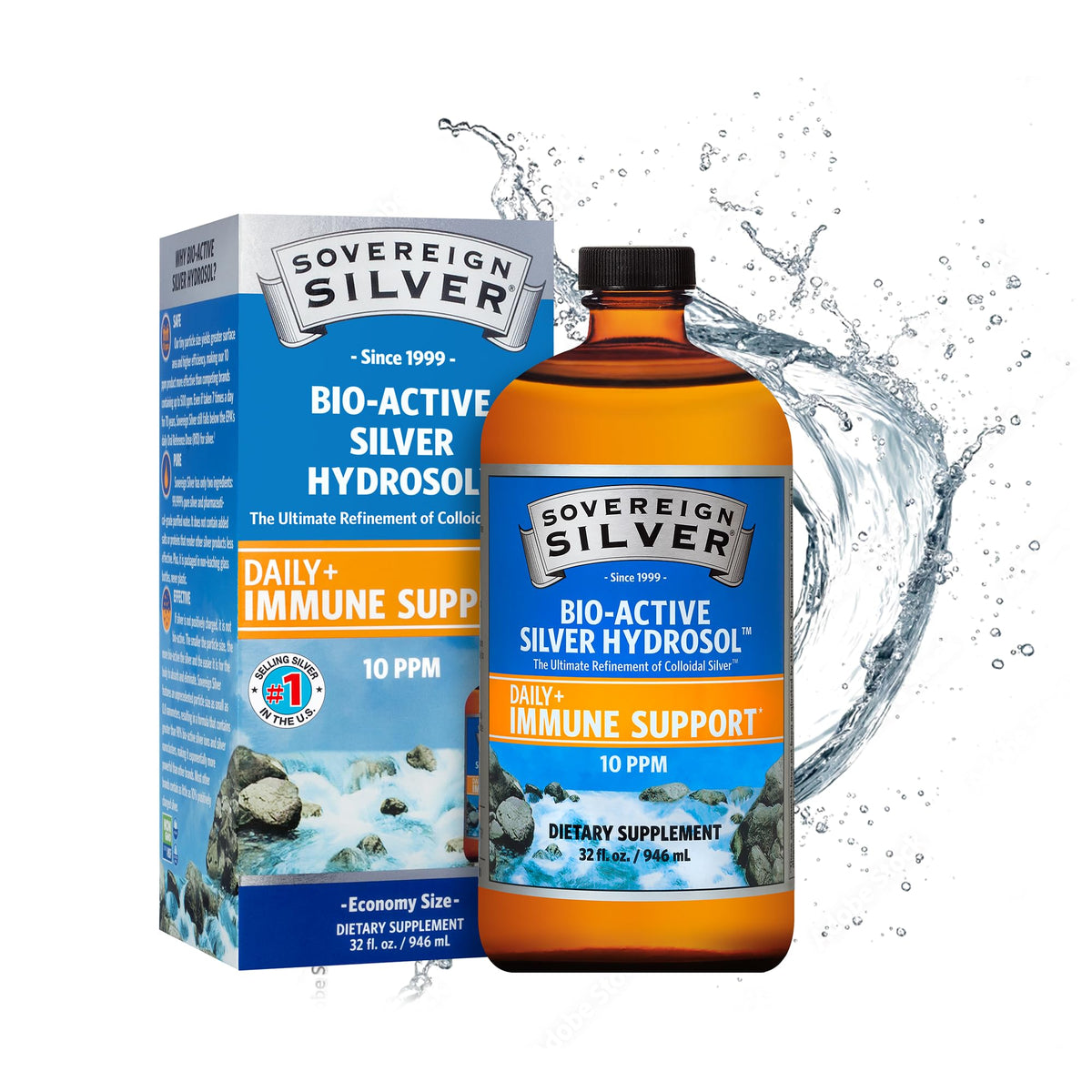 Sovereign Silver Colloidal Silver Hydrosol – 10 ppm, 32 oz