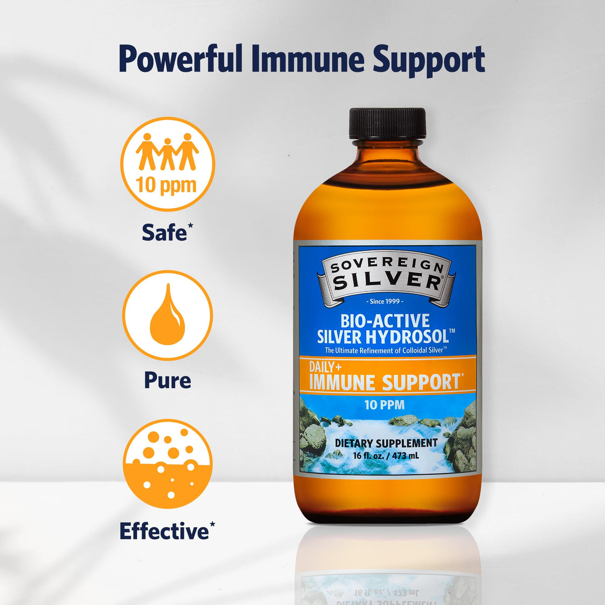 Sovereign Silver Colloidal Silver Hydrosol 10ppm | 16fl oz Amber Glass