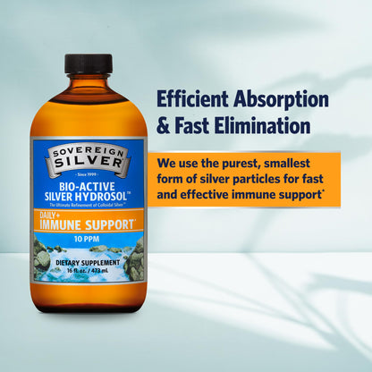 Sovereign Silver Colloidal Silver Hydrosol 10ppm | 16fl oz Amber Glass