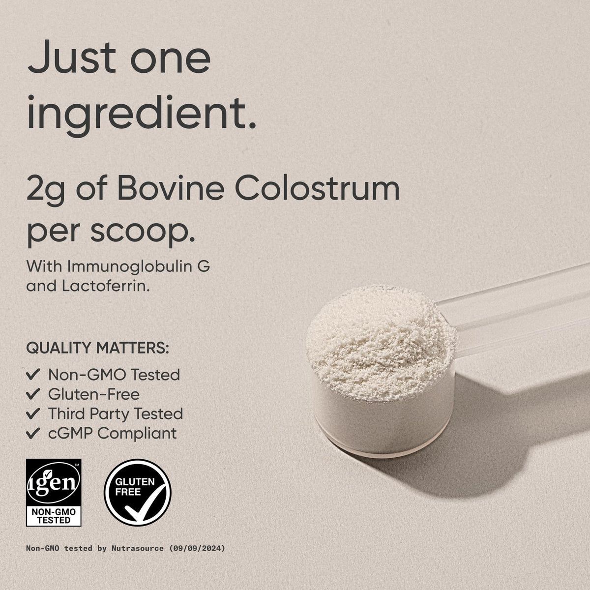 Sports Research Calostro Bovino en Polvo – Fácil de Mezclar, Superalimento de un Solo Ingrediente para la Salud Intestinal y Apoyo Rico en IgG – de Origen Estadounidense, sin OGM, sin Gluten – 75 Porciones (Sin Sabor)