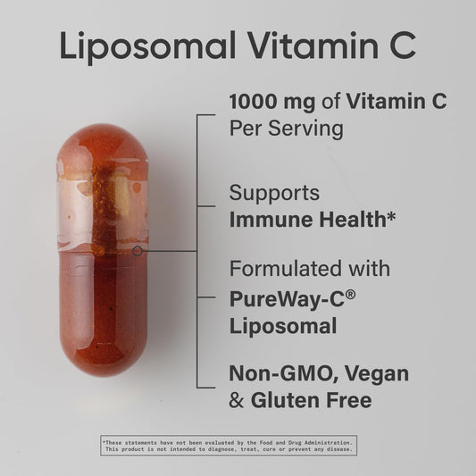 Sports Research High Potency Liposomal Vitamin C 1000 mg – Vegan, Non-GMO, Gluten Free | 180 Veggie Capsules - Calm Era