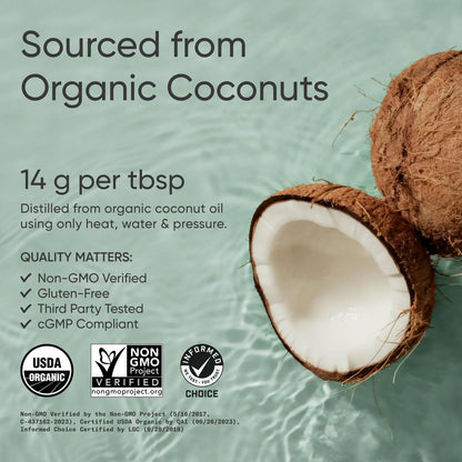 Aceite MCT Keto de Sports Research a base de cocos orgánicos – C8, C10, C12 – Sin sabor (128 oz)