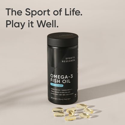 Sports Research Omega-3 Fish Oil 1250 - Triple Strength, MSC Certified, 180 Softgels - Calm Era