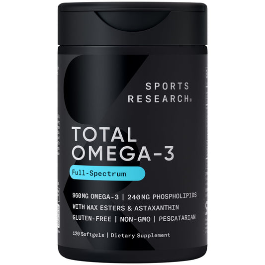 Sports Research Total Omega-3 Fish Oil 2200mg — EPA & DHA from Krill, Salmon & Pollock | 120 Softgels - Calm Era