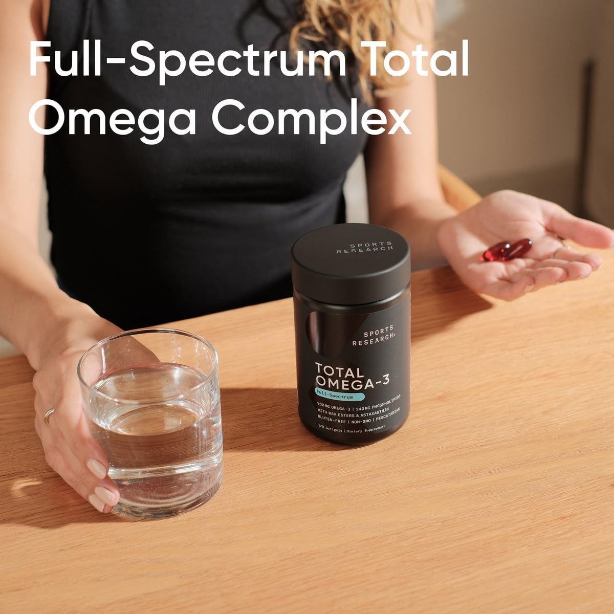 Sports Research Total Omega-3 Fish Oil 2200mg — EPA & DHA from Krill, Salmon & Pollock | 120 Softgels - Calm Era
