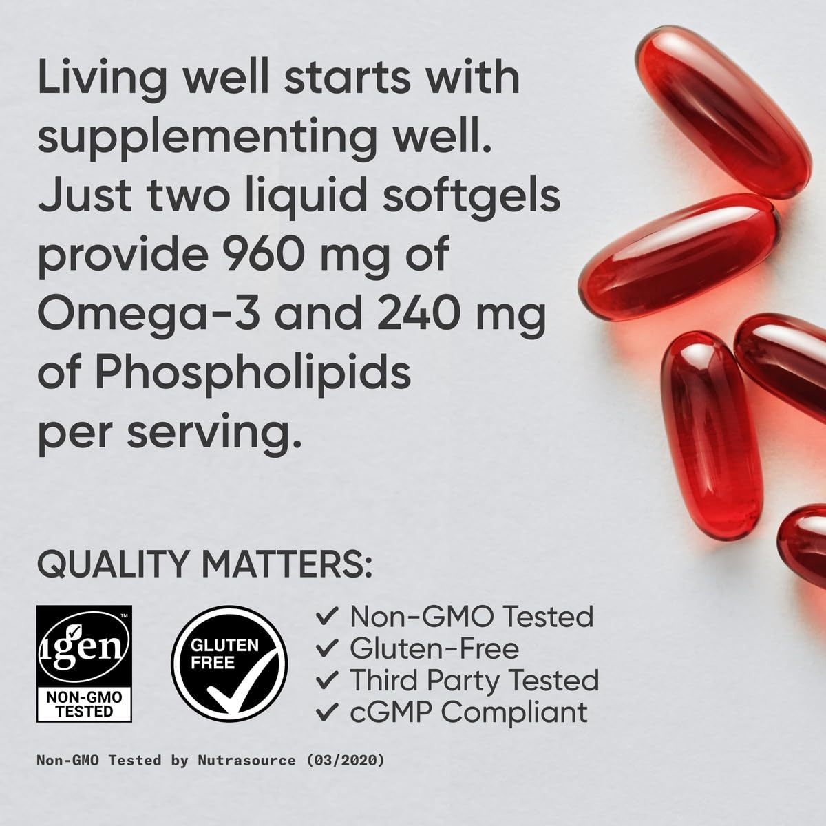 Sports Research Total Omega-3 Fish Oil 2200mg — EPA & DHA from Krill, Salmon & Pollock | 120 Softgels - Calm Era